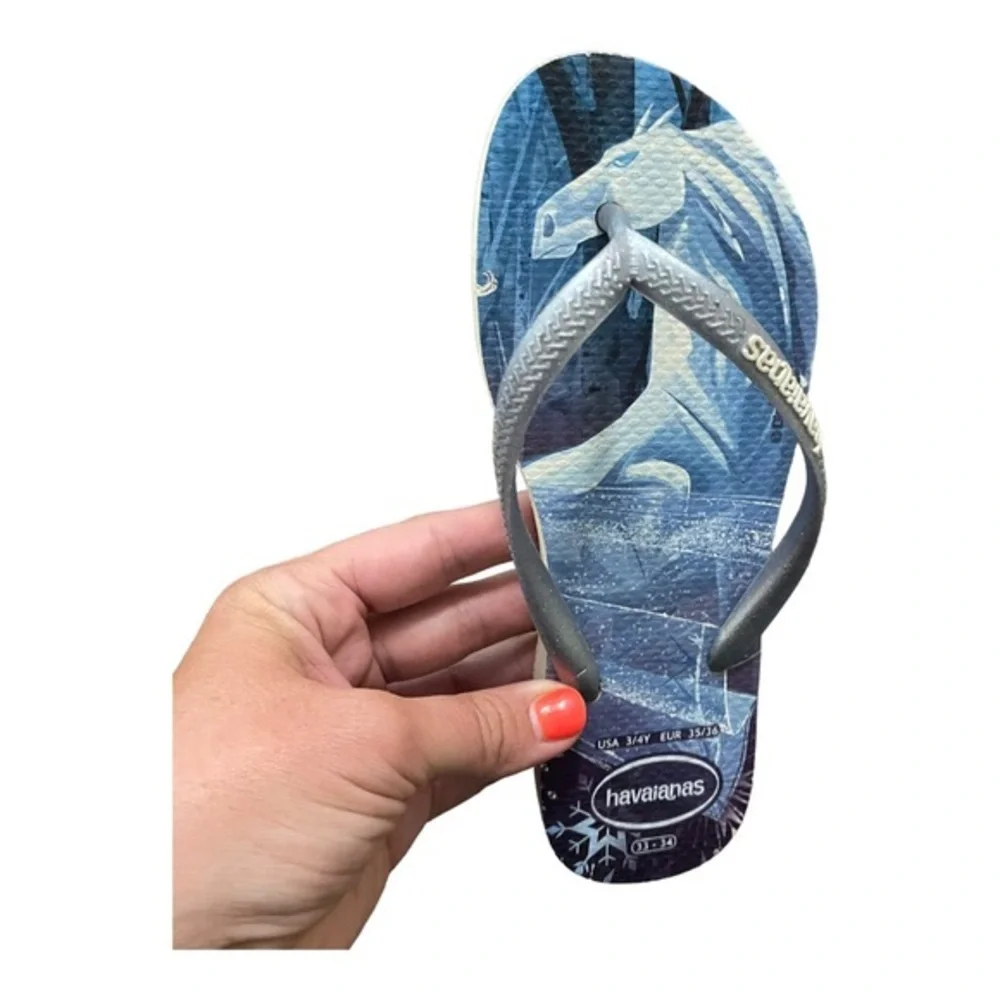 VGUC‎ Havaianas Disney Frozen Flip Flops size 3/4Y